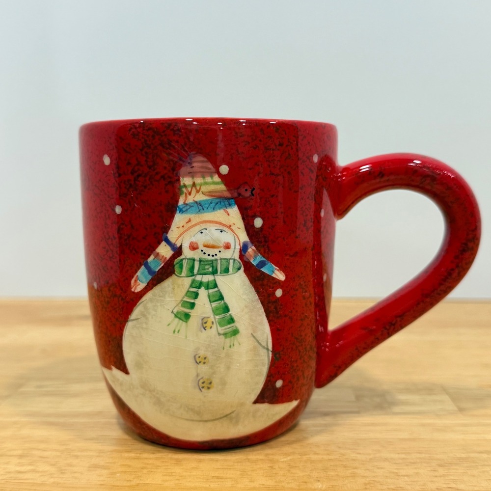 Oneida Snowmates Debbie Taylor-Kerman Red Snowman Coffee Mug Earthenware 4.25in